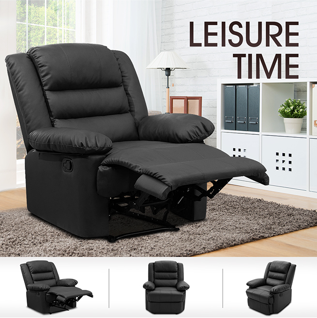 Luxury Armchair Lounge Recliner Chair Leather Reclining Chair Black