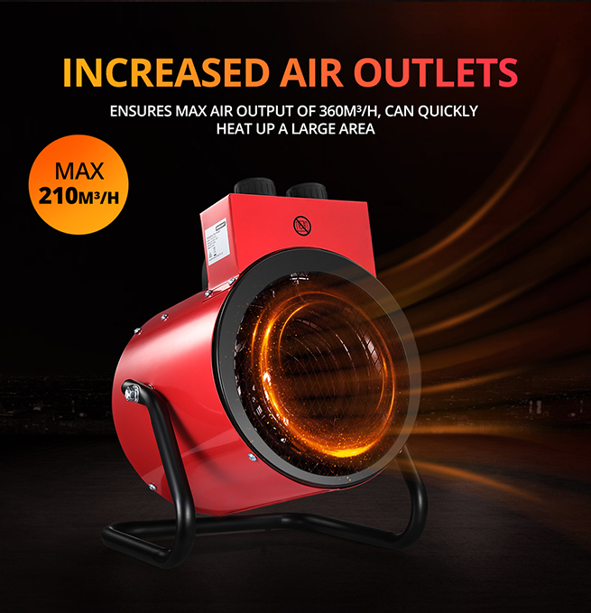 2000W 2 in 1 Portable Electric Heater Industrial Fan Heater freestanding Carpet Dryer with SAA Red