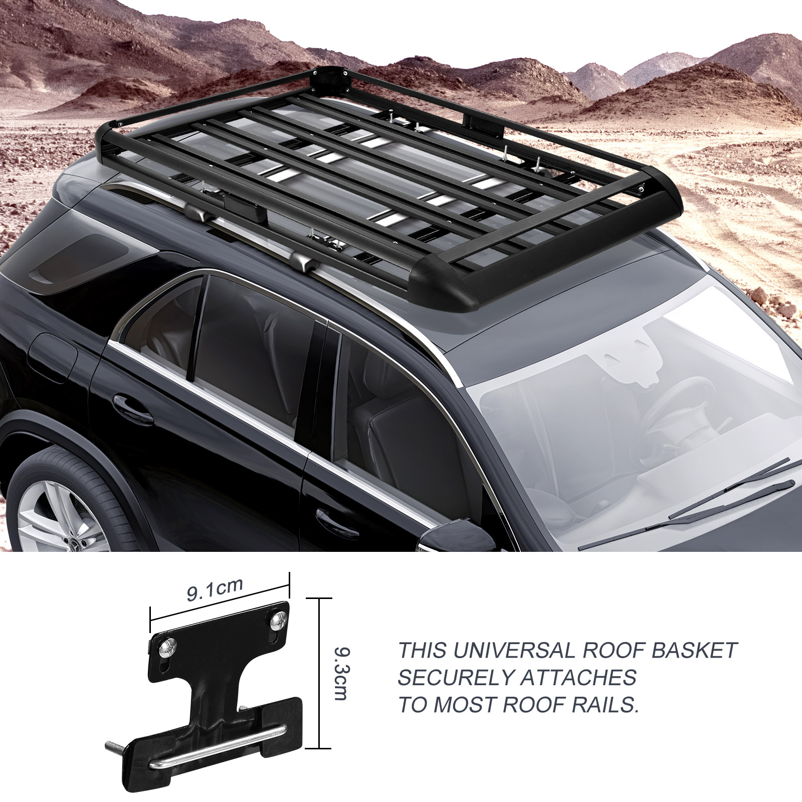 Universal Roof Rack Basket Luggage Carrier Cargo Holder Storage for Car SUV Aluminium 70Kg